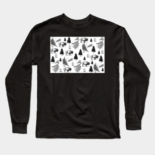 Out West | Black and White Mountain Pattern Long Sleeve T-Shirt